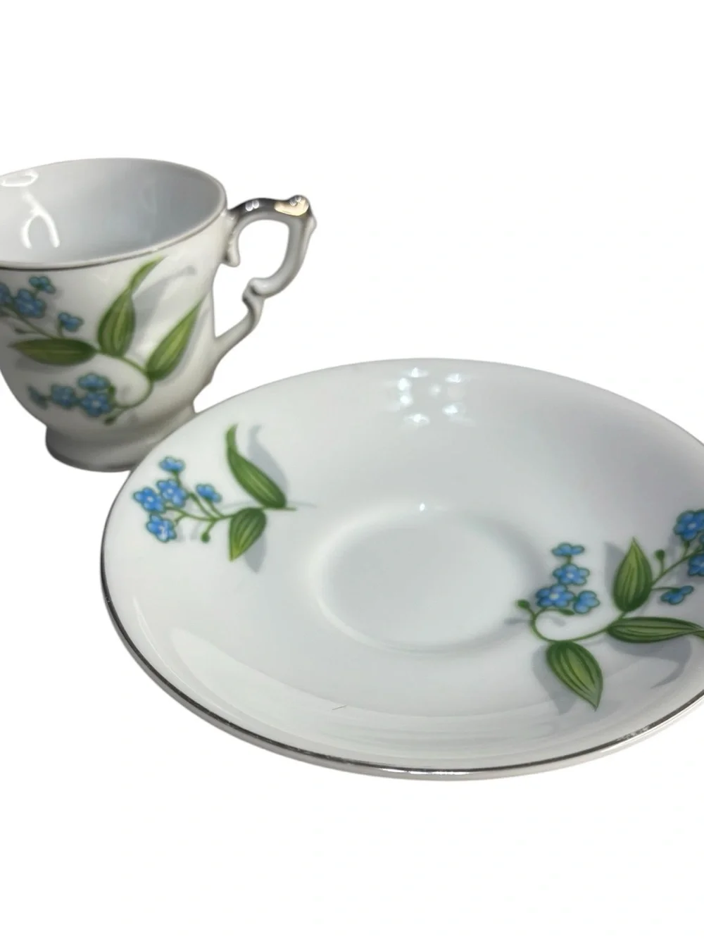 Vintage Royal Albert Bone China Tea Cup Saucer Blue Forget Me Not Floral Pattern